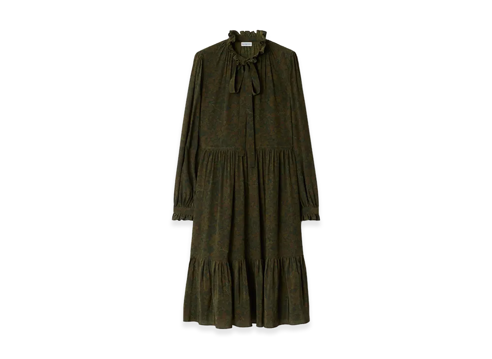 Burberry Women's Foliage Silk Dress "Moat Green"