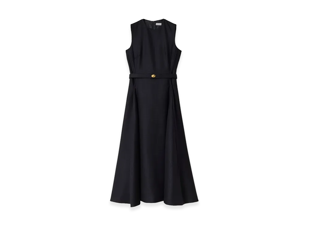 Burberry Women's Belted Check Wool Dress "Navy Blue"