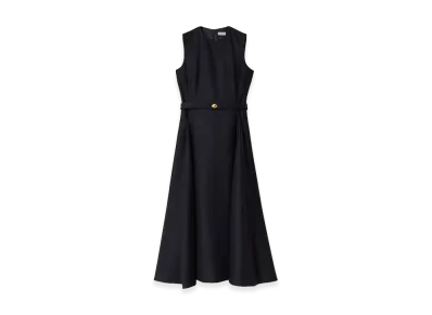 Burberry Women's Belted Check Wool Dress "Navy Blue"