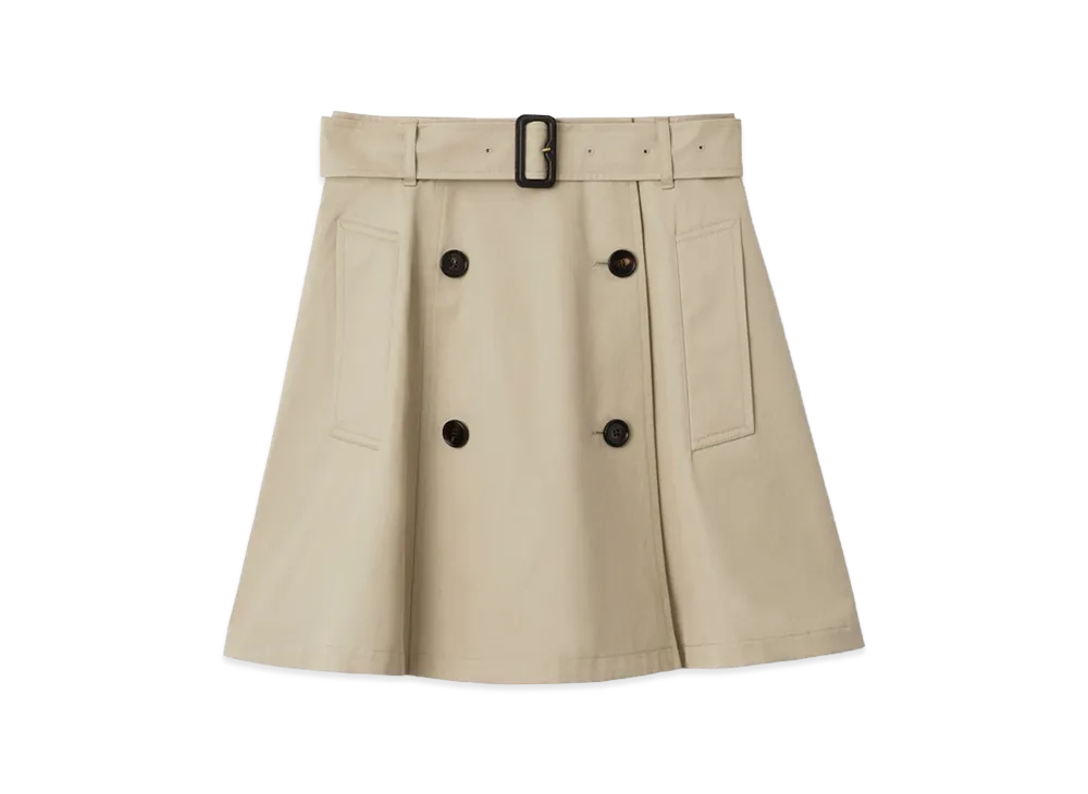 Burberry Women's Gabardine Trench Mini Skirt "Quill Beige"