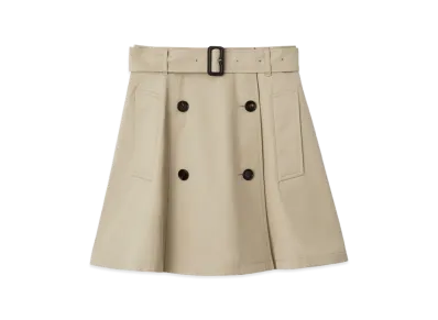 Burberry Women's Gabardine Trench Mini Skirt "Quill Beige"