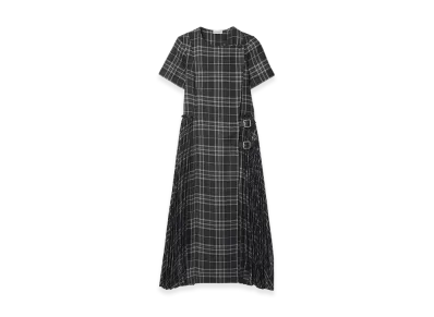 Burberry Women's Check Wool Blend Kilt Dress "Onyx Grey/Light Grey"