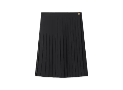 Burberry Women's Pleated Wool Blend Midi Skirt "Black"
