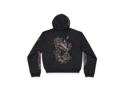 BALENCIAGA Tacky Tattoo Zip Up Hoodie Small Fit "Black"