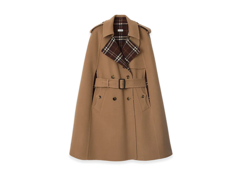 Burberry Women's Wool Belmont Trench Cape "Camel Brown/Treacle Brown"