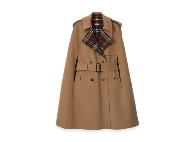 Burberry Women's Wool Belmont Trench Cape "Camel Brown/Treacle Brown"