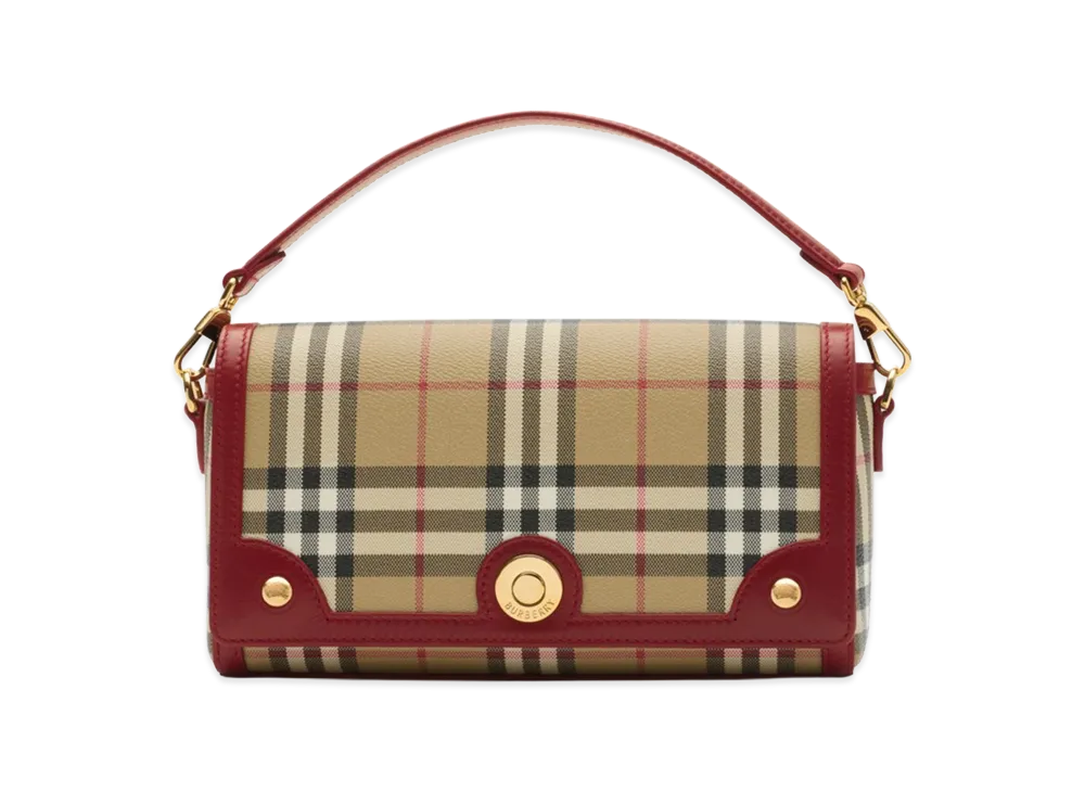 Burberry Women's Top Handle Note Bag "Archive Beige/Ruby Red"