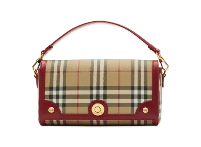 Burberry Women's Top Handle Note Bag "Archive Beige/Ruby Red"
