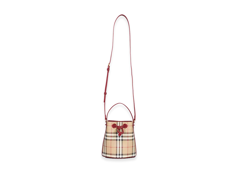 Burberry Women's Printed Canvas Mini Check Bucket Bag "Beige"