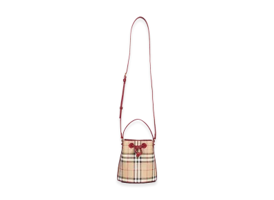 Burberry Women's Printed Canvas Mini Check Bucket Bag "Beige"