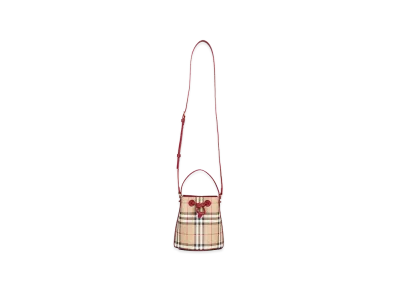 Burberry Women's Printed Canvas Mini Check Bucket Bag "Checked"