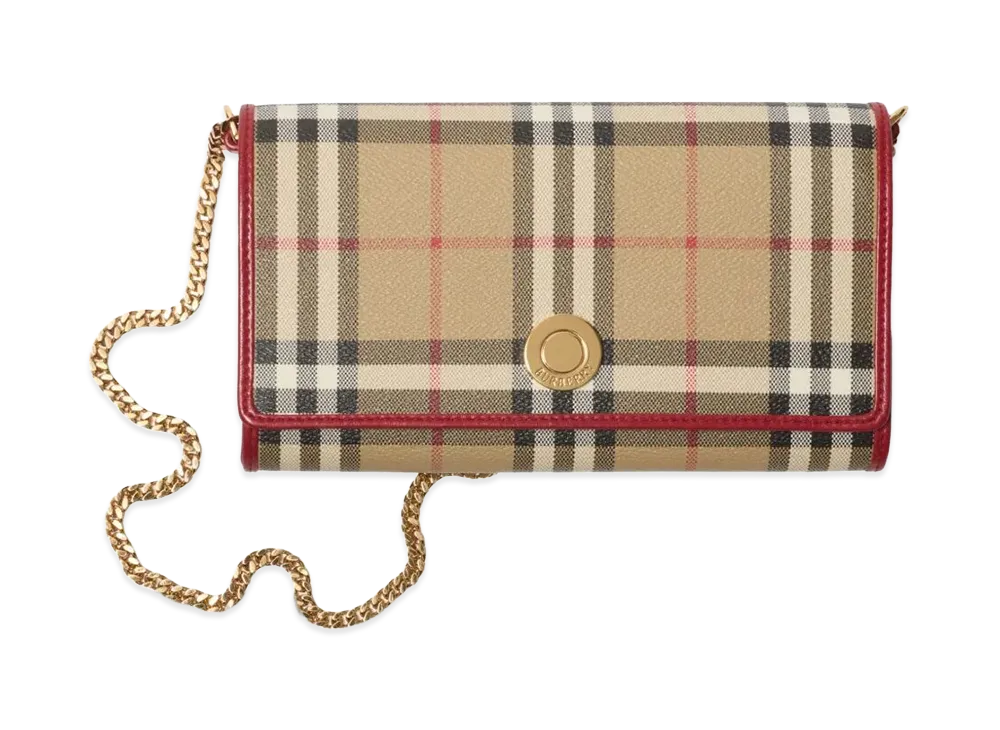 Burberry Women's Check Chain Strap Wallet "Beige"