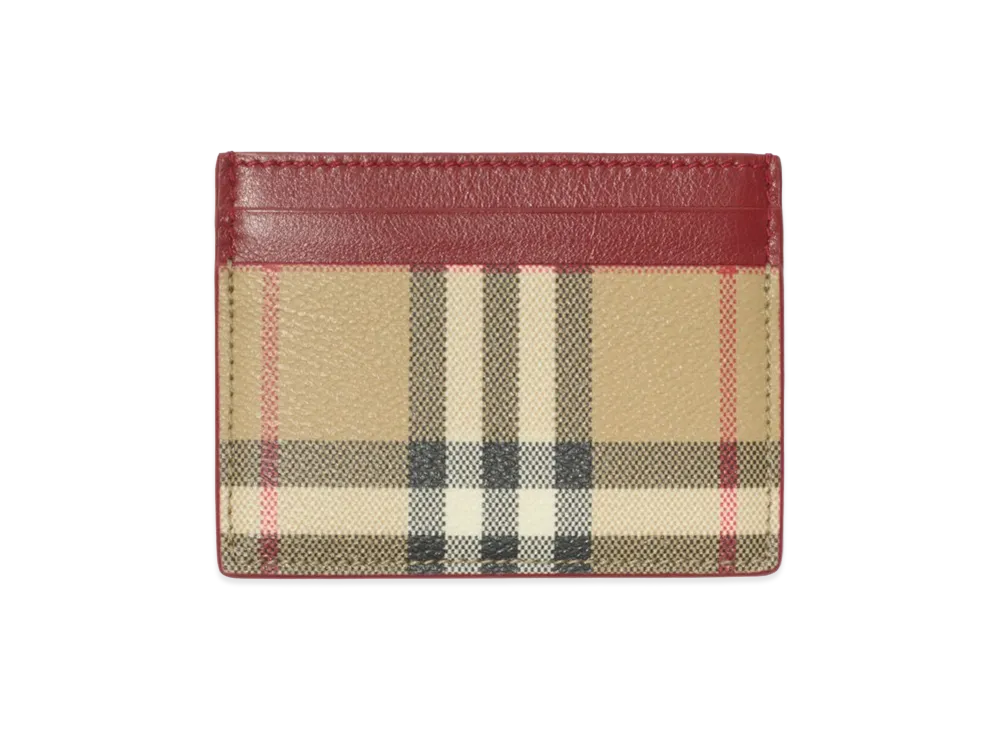 Burberry Women's Check Card Case "Archive Beige/Ruby Red"