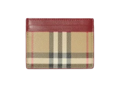 Burberry Women's Check Card Case "Archive Beige/Ruby Red"