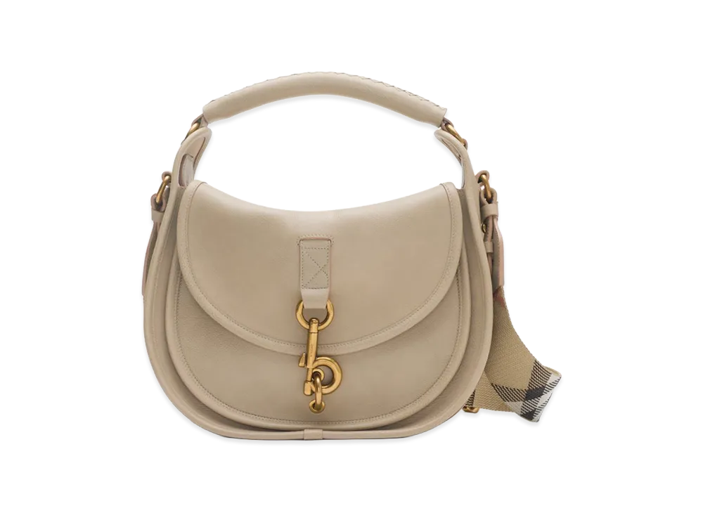 Burberry Women's Small B Clip Messenger Bag "Mushroom Beige"