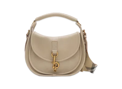 Burberry Women's Small B Clip Messenger Bag "Mushroom Beige"