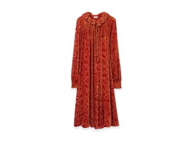 Burberry Women's Baroque Silk Blend Velvet Dress "Dragon Red"