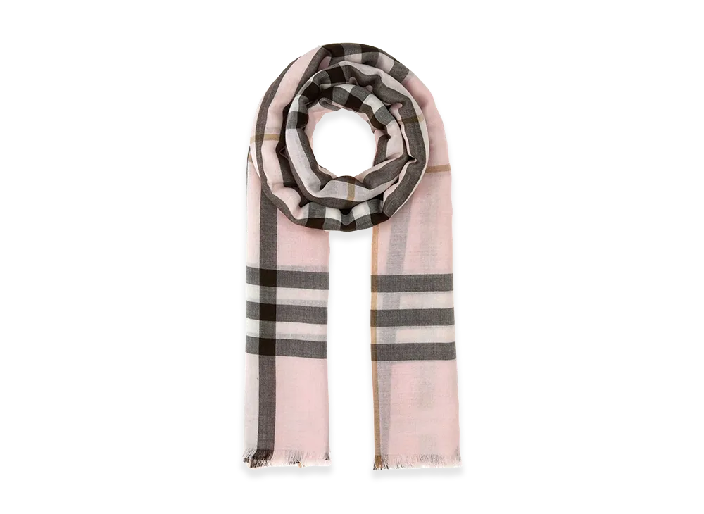 Burberry Embroidered Wool Blend Scarf "Checked"