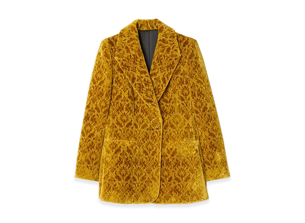 Burberry Women's Baroque Velvet Blazer "Pear Yellow"