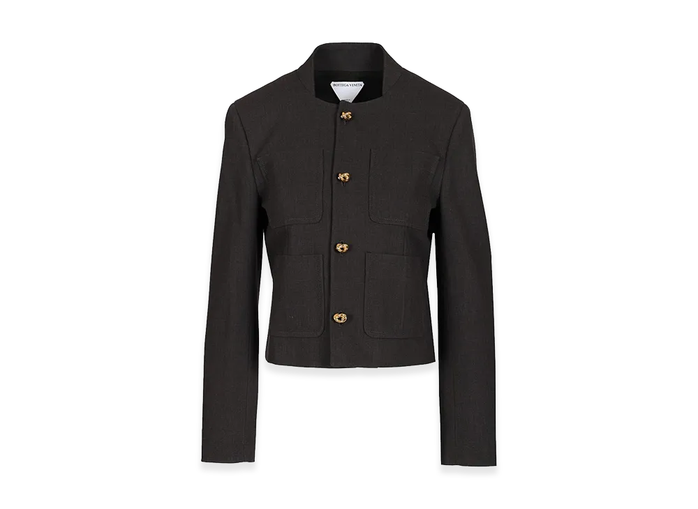 Bottega Veneta Women's Graphite Cotton Blend Blazer "Grey"