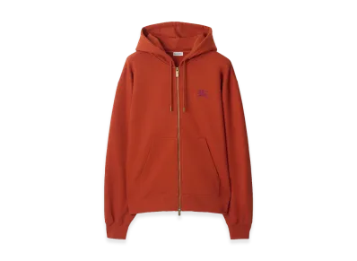 Burberry Gothic Logo Cotton Zip Hoodie "Fire Orange"
