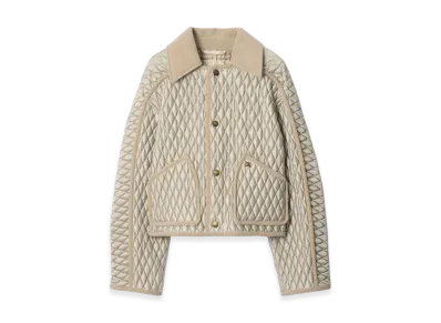 Burberry Women's Cropped Quilted Nylon Floriston Jacket "Wisp Grey"