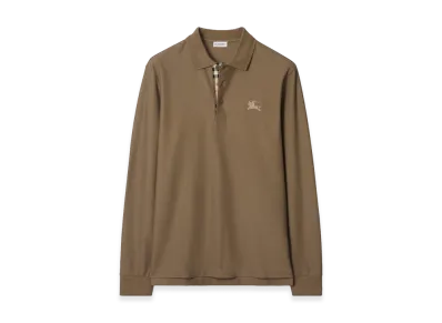 Burberry Long Sleeve Cotton Polo Shirt "Clay Brown"