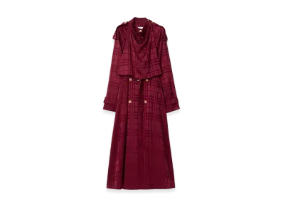 Burberry Women's Check Silk Trench Coat "Ripple Red"