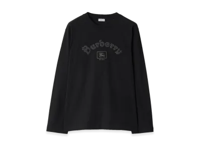 Burberry Long Sleeve Gothic Logo Cotton Tee "Black"