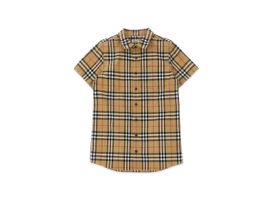 Burberry Kids Owen Short Sleeve Shirt "Beige"