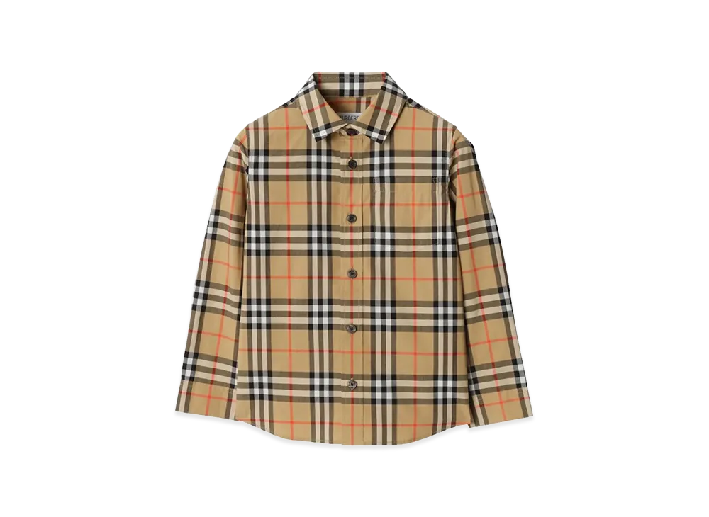 Burberry Kids Check Cotton Shirt "Beige"