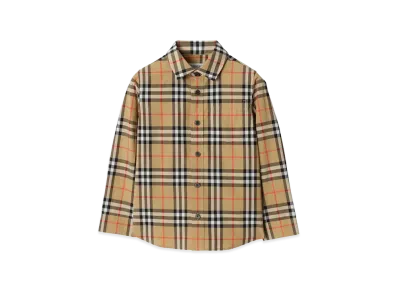Burberry Kids Check Cotton Shirt "Beige"