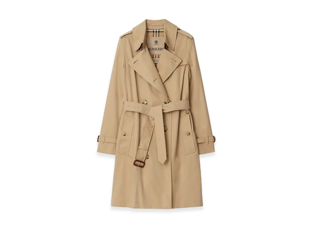 Burberry Women's Mid-length Kensington Heritage Trench Coat "Honey Beige"