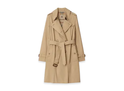 Burberry Women's Mid-length Kensington Heritage Trench Coat "Honey Beige"