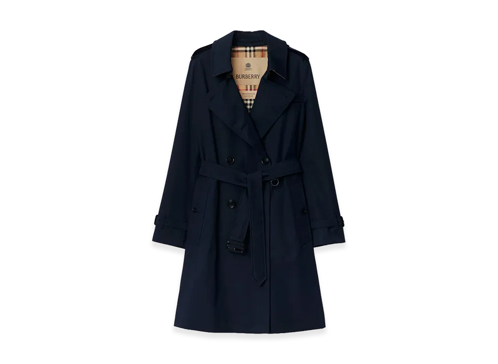 Burberry Women's Mid-length Kensington Heritage Trench Coat "Coal Blue"