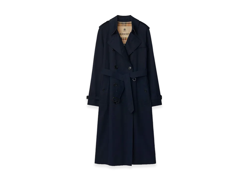 Burberry Women's Long Waterloo Heritage Trench Coat "Coal Blue"