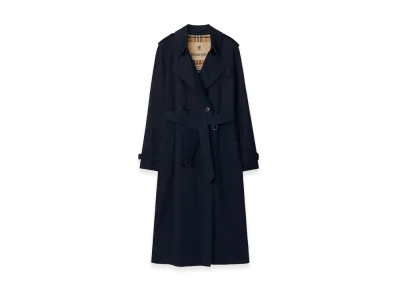 Burberry Women's Long Waterloo Heritage Trench Coat "Coal Blue"