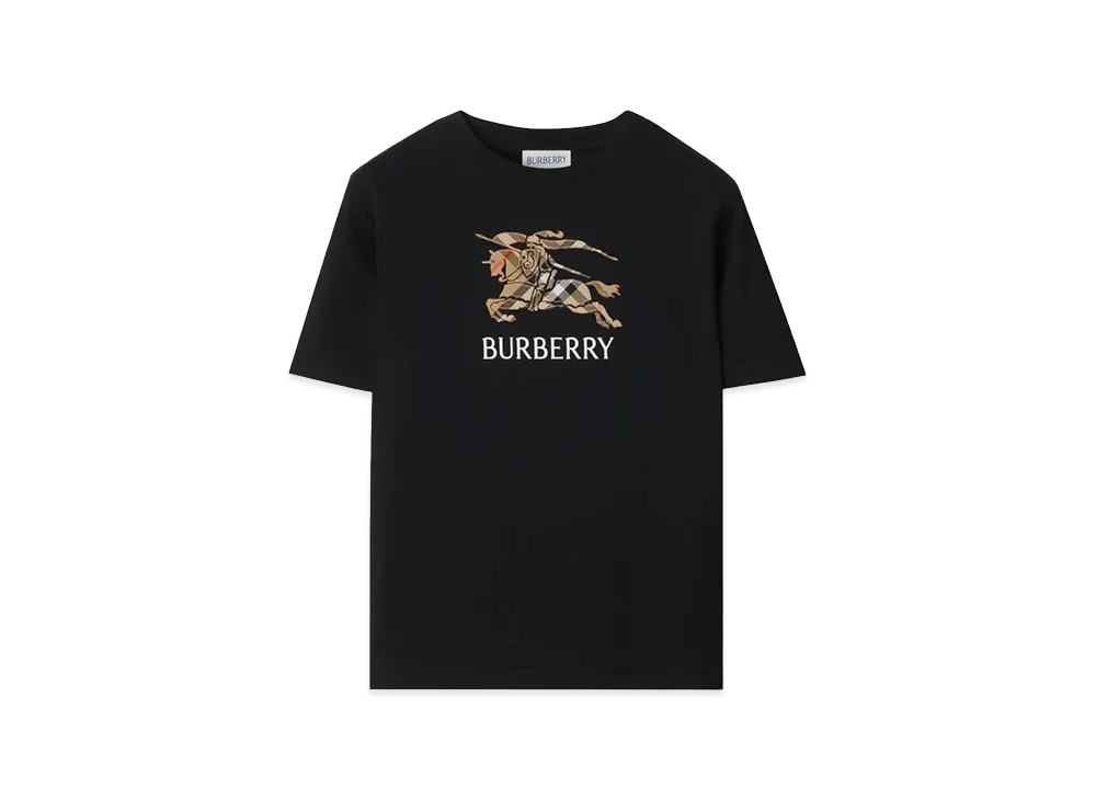 Burberry Kids Ekd Check Cotton T-Shirt "Black"