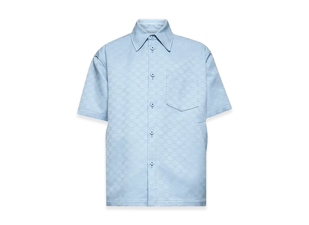 GUCCI Over Fit Work Shirt Double GG "Light Blue"