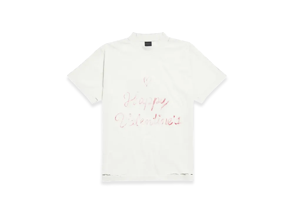 BALENCIAGA Women's Lipstick Valentines Small Fit T-Shirt "White"