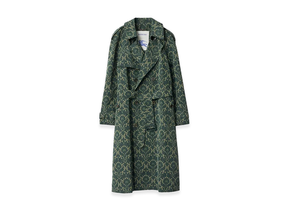 Burberry Long Baroque Viscose Blend Trench Coat "Vine Green"