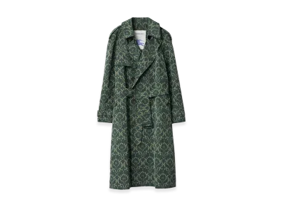 Burberry Long Baroque Viscose Blend Trench Coat "Vine Green"