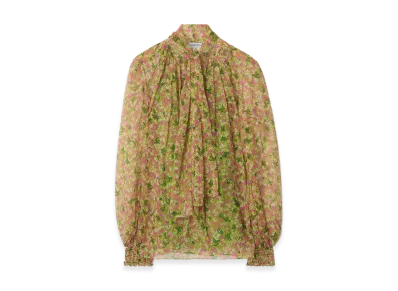 Burberry Women's Ditsy Floral Silk Blouse "Bracken Green"