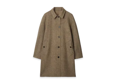 Burberry Long Herringbone Wool Dual Burberry Car Coat "Clay Brown"