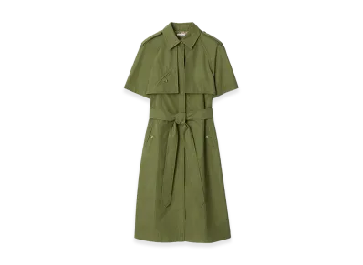Burberry Women's Cotton Poplin Trench Dress "Pasture Green"