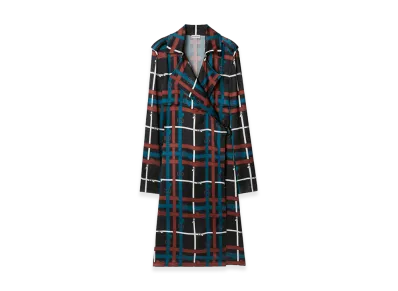 Burberry Women's Belt Check Viscose Trench Dress "Petrol Blue"