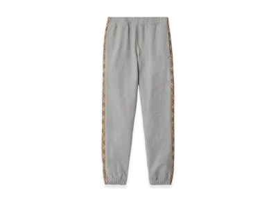Burberry Check Trim Cotton Jogging Pants "Pale Grey Melange"