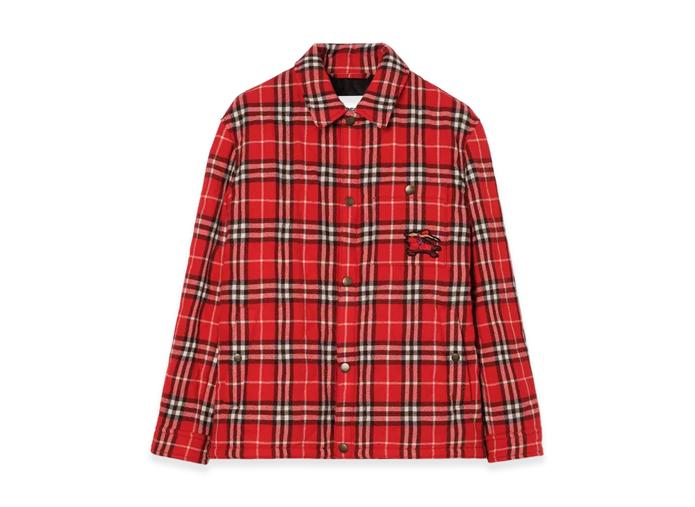 Burberry Check Quilted Wool Flannel Jacket "Crayon Red"