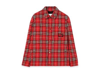 Burberry Check Quilted Wool Flannel Jacket "Crayon Red"