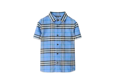 Burberry Kids Short Sleeve Shirt "Blue"